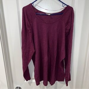 New Terra & Sky Long Sleeve Top Purple sz 2X (20w-22W) Pullover Round Neck Polka